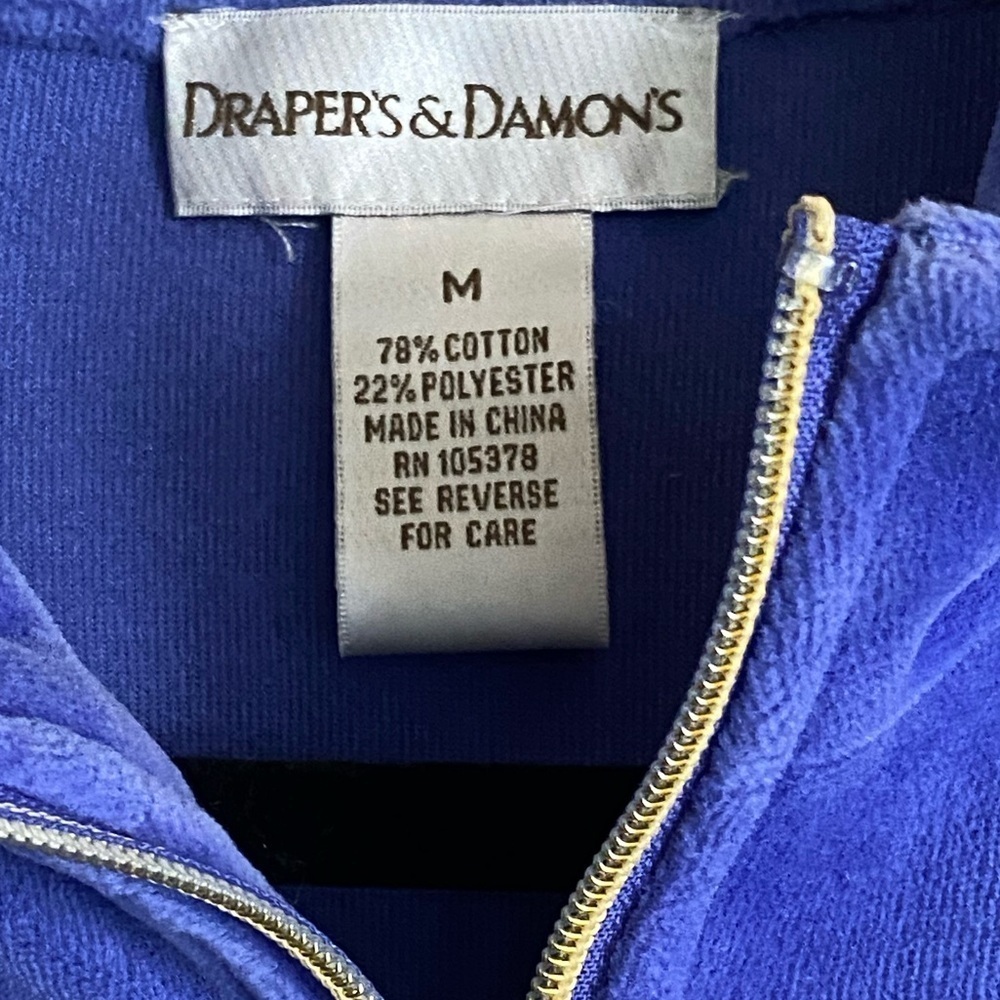 Vintage Tracksuit Pantsuit DRAPER’S & DAMON’S Velour Blue Medium Balletcore - Picture 3 of 11